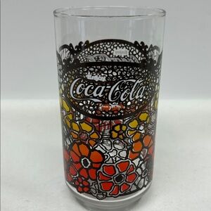 Vintage 1970’s 5.5” single “ Enjoy Coca-Cola” flower power glass